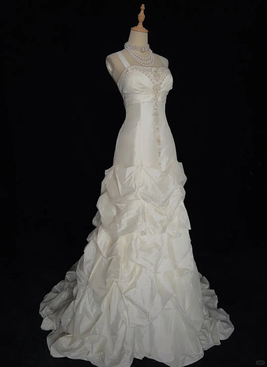 Stunning Wedding Dress Square Neck Pleated Prom Dress Evening Dress Gala Dress Birthday Dress D2443