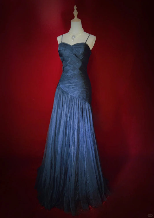Elegant Prom Dress A Line Spaghetti Straps Pleated Prom Gown Evening Dress Gala Dress Business Dinner Dress D2446