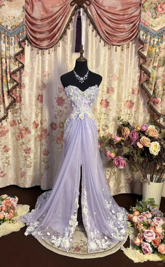 Stunning Prom Dress Sweetheart Flower Split Prom Gown Evening Dress Gala Dress D2492