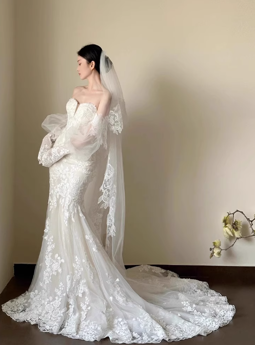 Beauty Wedding Dress Sweetheart Lace Mermaid Prom Dress Evening Dress Gala Dress D2502