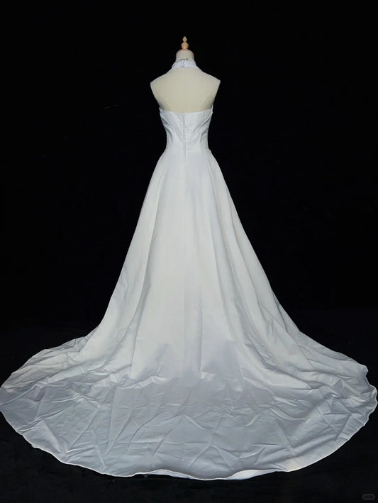 Gorgeous Wedding Dress Halter Beading Prom Gown Evening Dress Gala Dress D2509