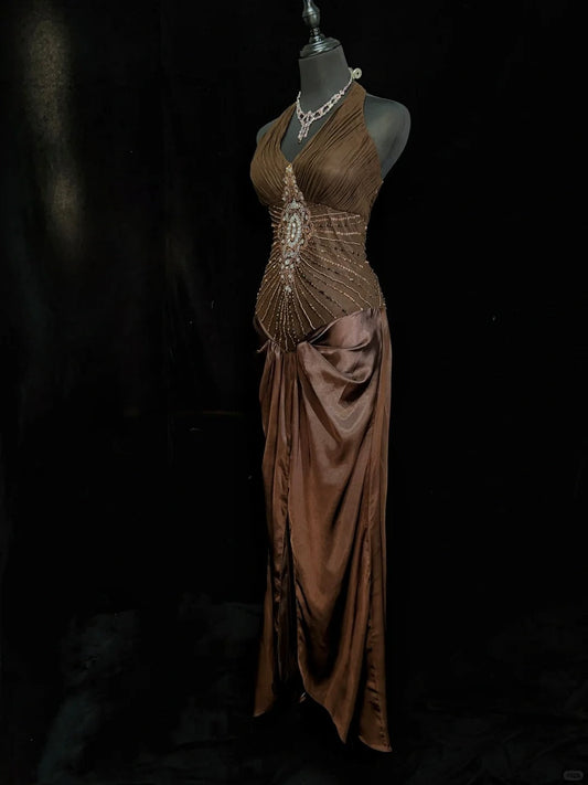 Gorgeous Prom Dress Halter Pleated Prom Gown Evening Dress Gala Dress Business Dinner Dress D2511