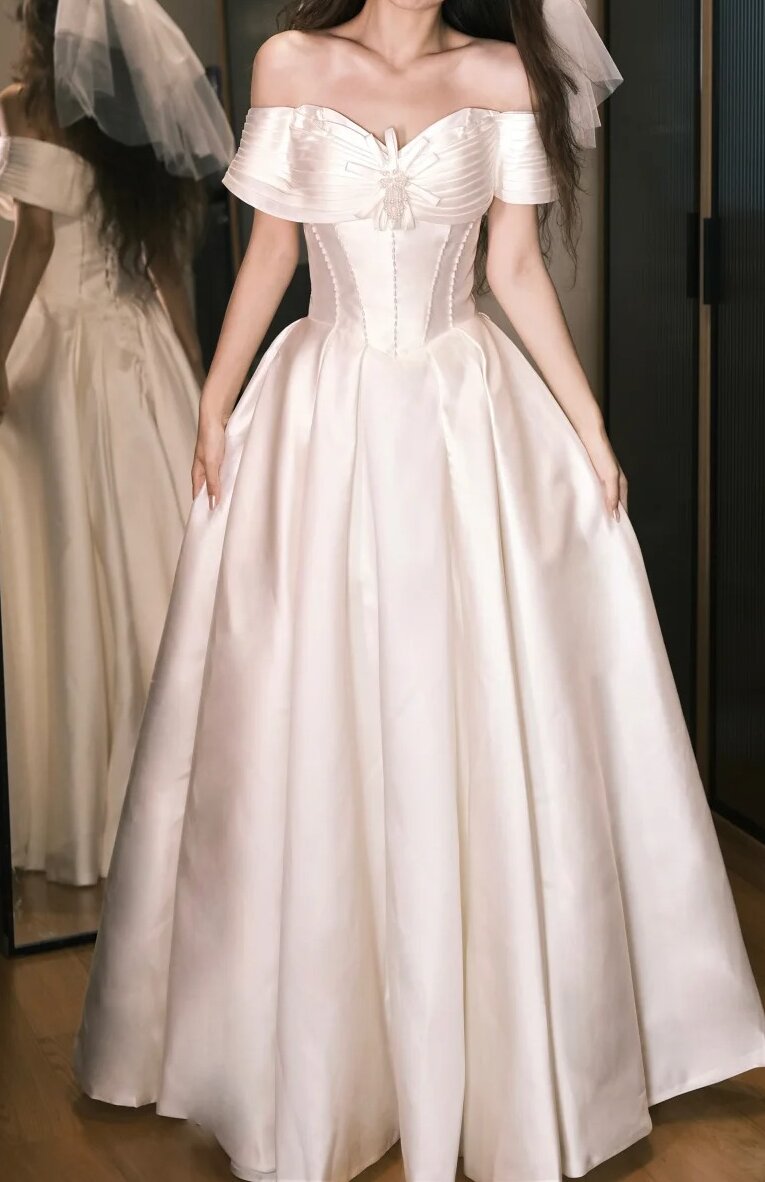 Pretty Prom Dress A Line Off Shoulder Pleated Prom Dress Evening Dress Gala Dress D2549