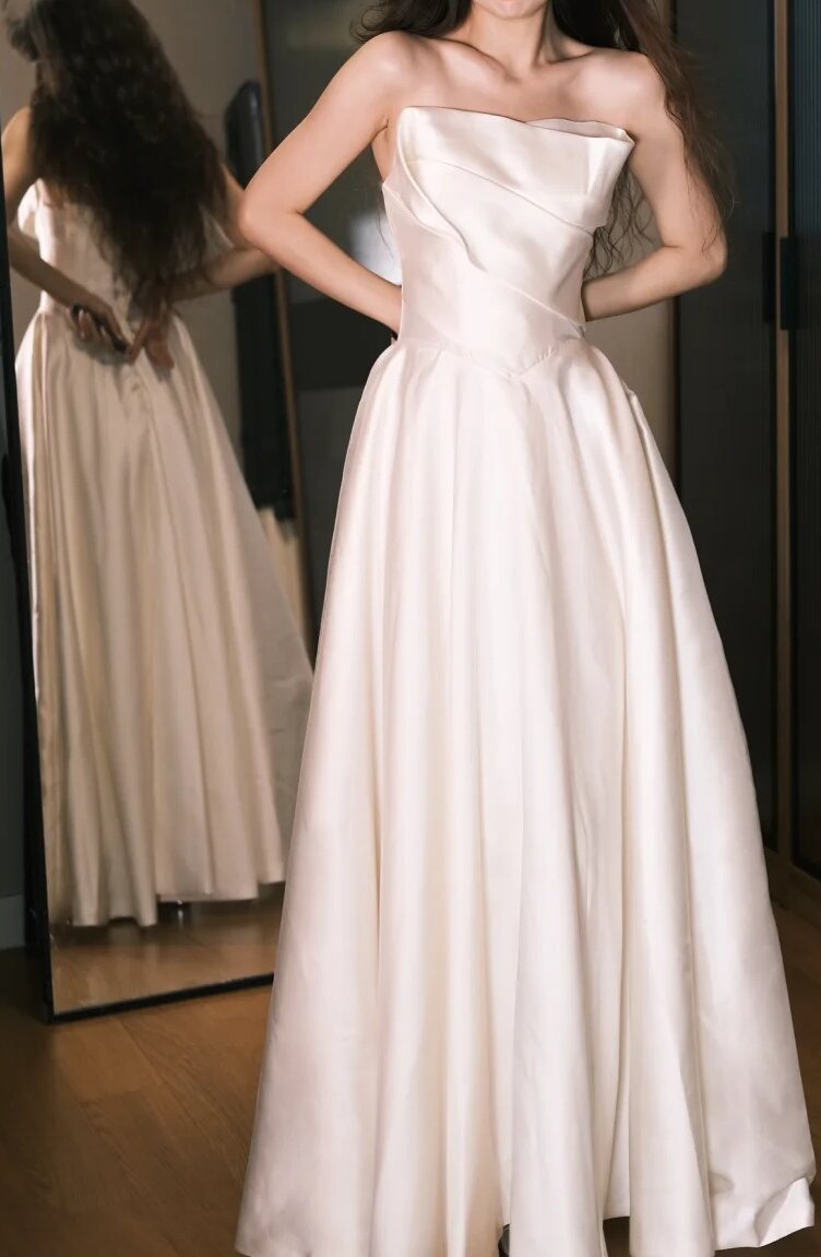 Elegant Prom Dress A Line Strapless Pleated Prom Dress Evening Dress Gala Dress D2550