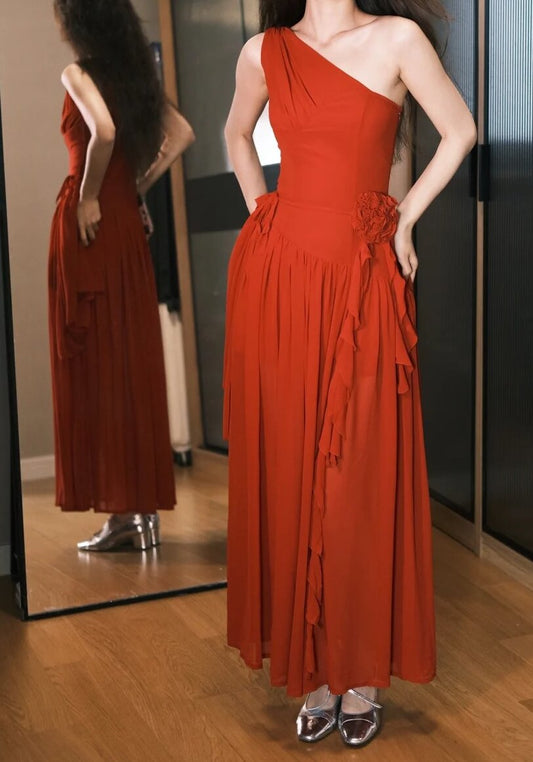 Beauty Prom Dress One Shoulder Pleated Prom Dress Evening Dress Gala Dress D2553