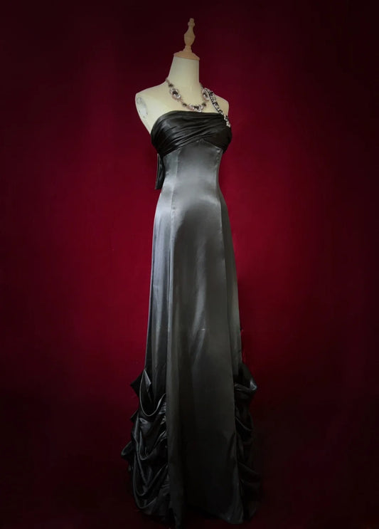 Gorgeous Prom Dress One Shoulder Black Pleated Prom Gown Evening Dress Gala Dress D2565