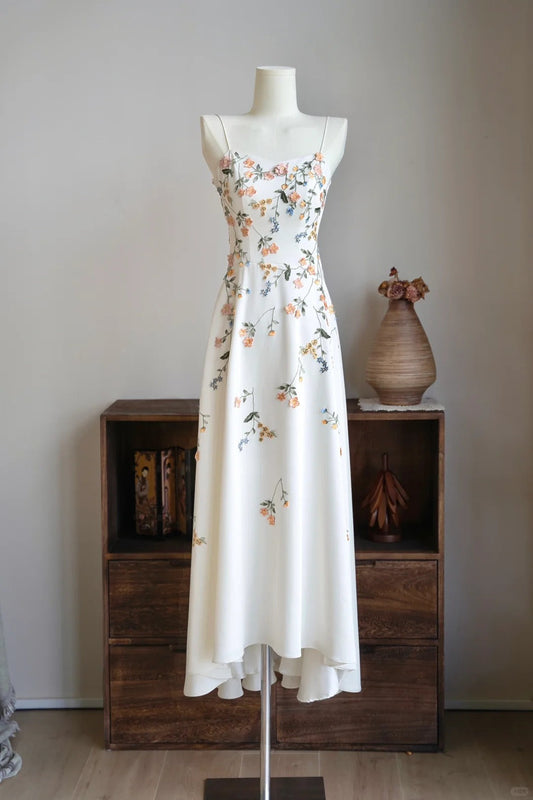 Sweet Prom Dress Spaghetti Straps Floral Prom Gown Evening Dresses Gala Dress Party Dress D2570