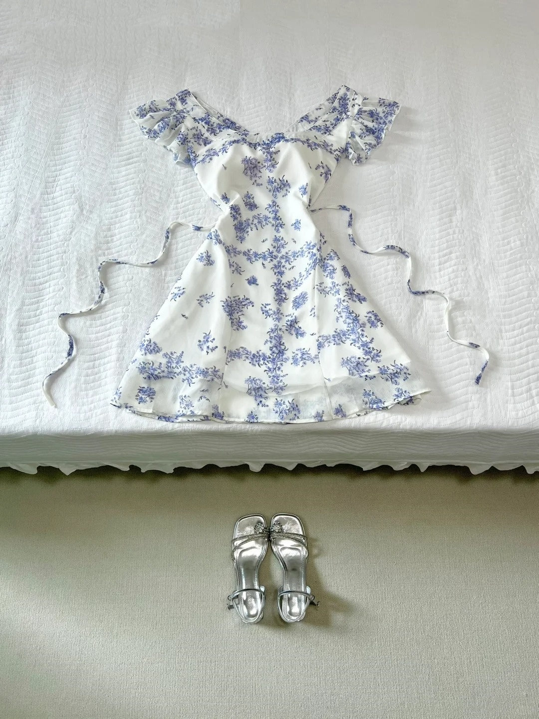 Elegant Prom Dress A Line Print Ruffle Prom Dresses Party Dress D2574