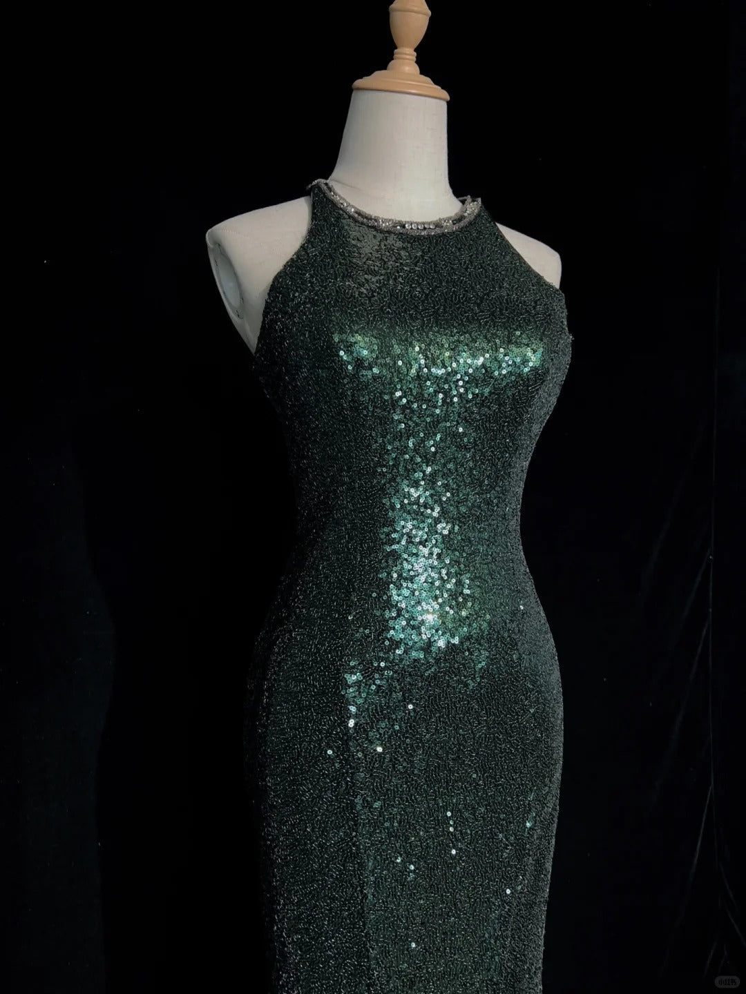 Shiny Prom Dress Crew Neck Sequins Slit Prom Dress Birthday Party Dress Evening Dresses D2594