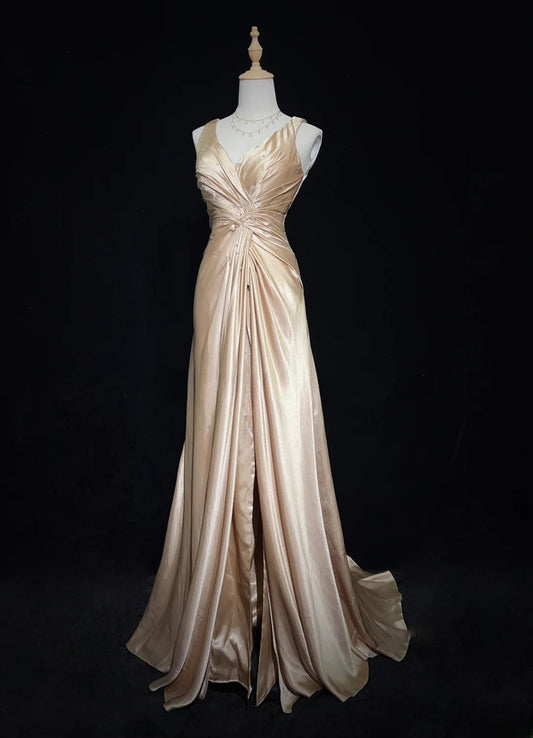 Elegant Prom Dress V-neck Sequins Pleated Prom Gown Birthday Party Dress Evening Dresses D2595