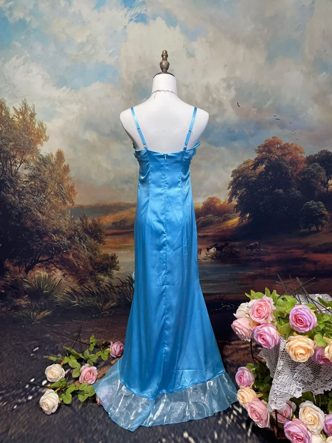 Sweet Prom Dress Spaghetti Straps Pleated Ruffle Evening Dresses Birthday Party Dress Prom Gown D2619