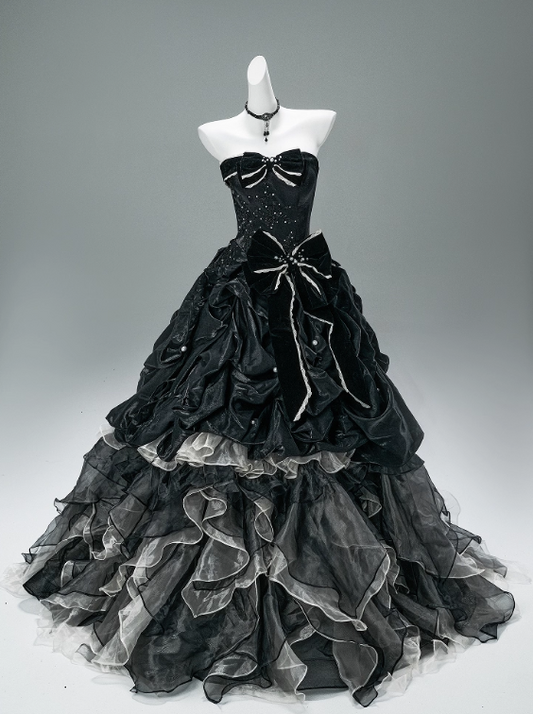 Gorgeous Prom Dress Strapless Pleated Tiered Ball Gown Gala Dress Evening Dress D2630