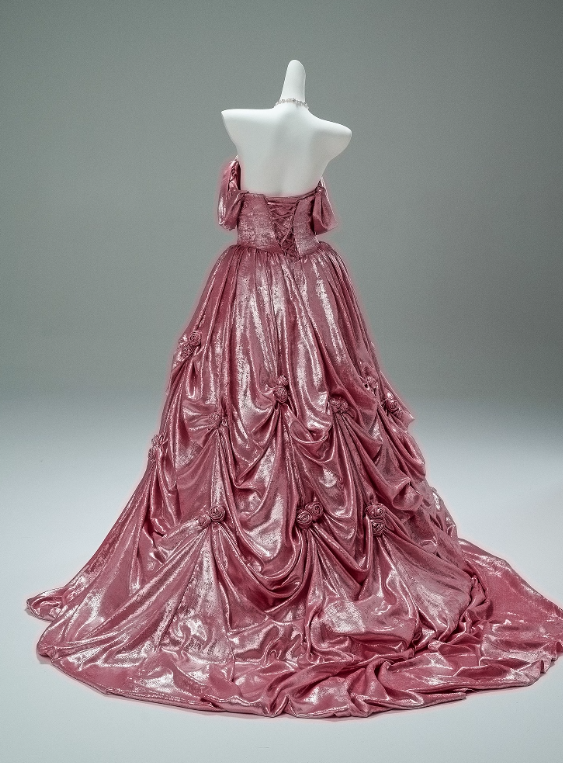 Shiny Prom Dress Pink Sweetheart Pleated Ball Gown Gala Dress Evening Dresses Masquerade Ball D2648
