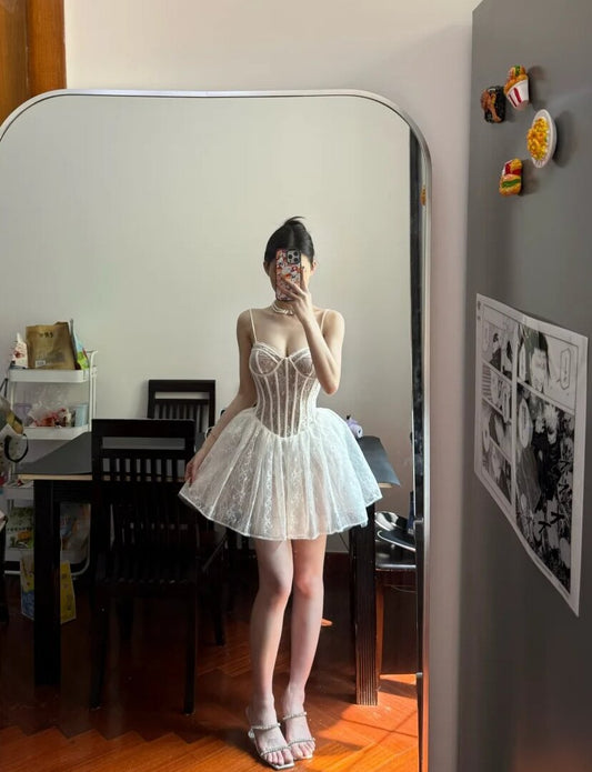 Sexy Homecoming Dress Spaghetti Straps Pleated Short Prom Dress Cocktail Dress D2654