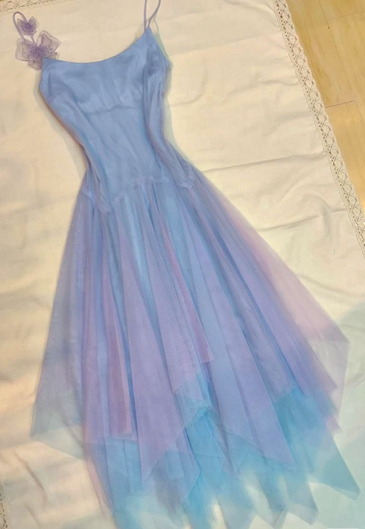 Stunning Prom Dress Spaghetti Straps Pleated Tulle Prom Gown Evening Dress Party Dress D2679