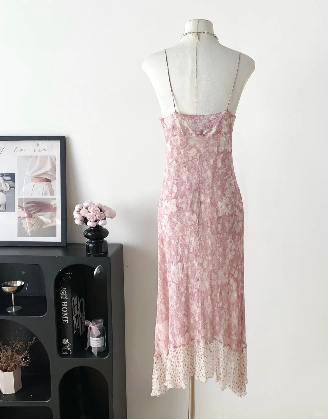 Sweet Prom Dress Spaghetti Straps Print Polka Dot Prom Gown Party Dresses D2688