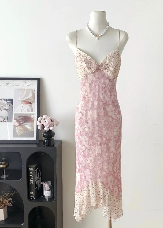 Sweet Prom Dress Spaghetti Straps Print Polka Dot Prom Gown Party Dresses D2688