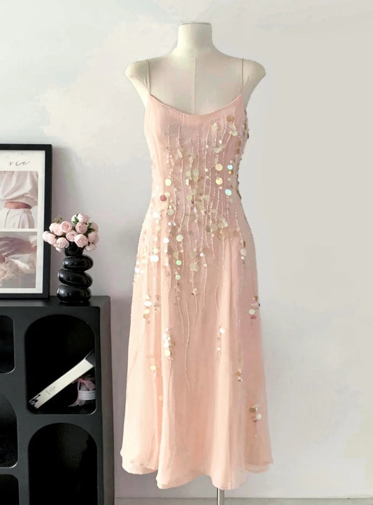 Sweet Prom Dress Spaghetti Straps Beading Sequins Prom Gown Party Dresses Dancing Dress D2691