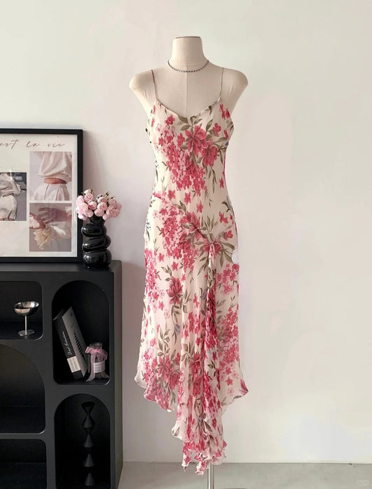 Pretty Woman Summer Dress Spaghetti Straps Print Party Dresses Vacation Dress D2696