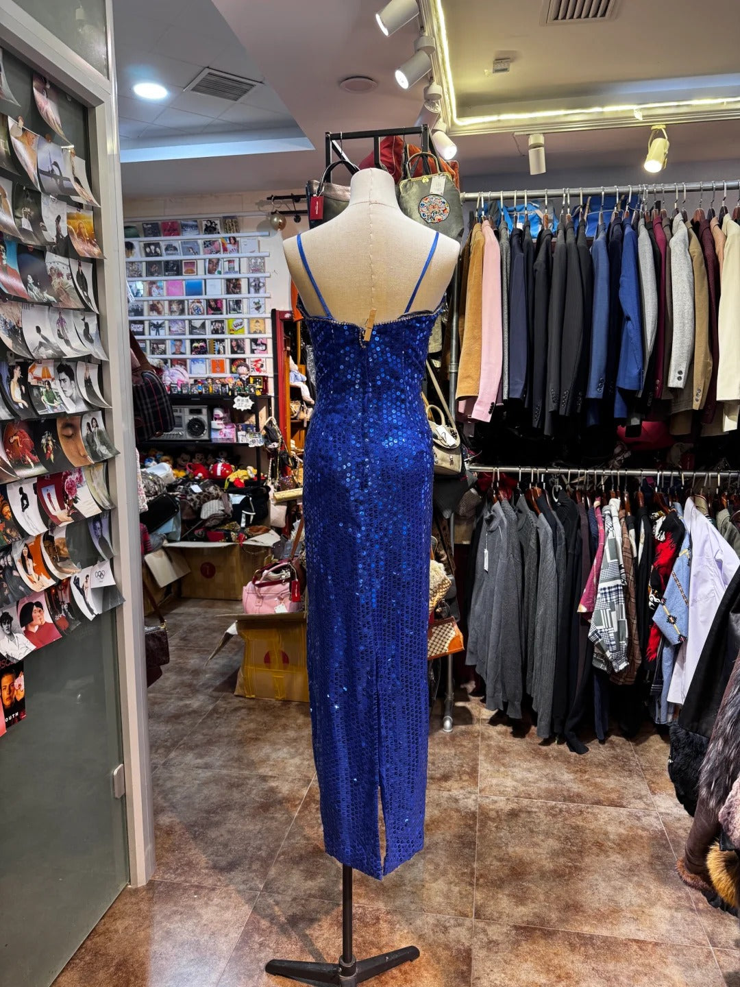 Shiny Prom Dress Spaghetti Straps Sequins Prom Gown Evening Dress Gala Dresses D2698