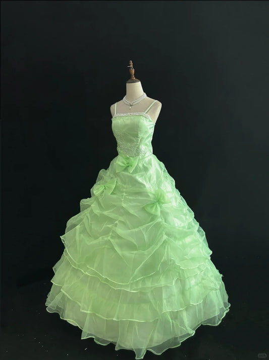 Cute Ball Gown Spaghetti Straps Pleated Tulle Evening Dress Quinceanera Dress Prom Dress D2722