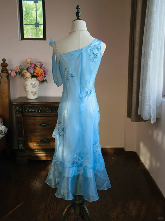 Sweet Prom Dress Asymmetrical Neck Beading Evening Dress Gala Dress Birthday Party Dress D2799