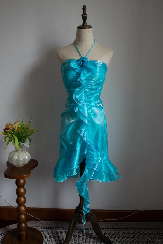Stunning Prom Dress Halter Ruffle Evening Dress Gala Dress Birthday Party Dress D2801