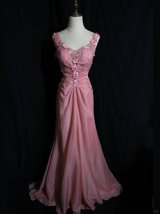 Sweet Prom Dress Appliques Pleated Gala Dress Birthday Party Dress Evening Dress D2810
