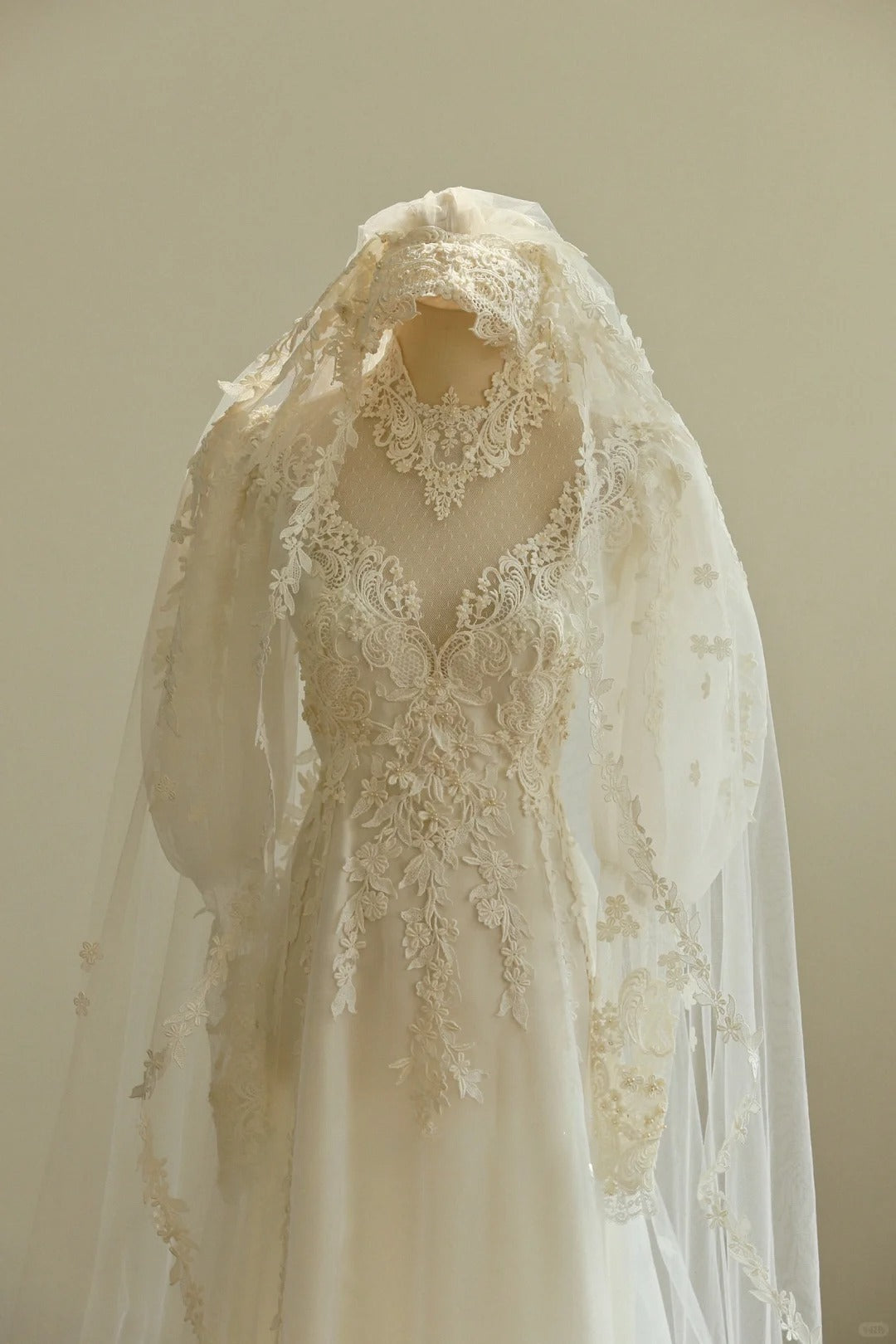 Elegant A Line Lace Floral Wedding Dress D2816