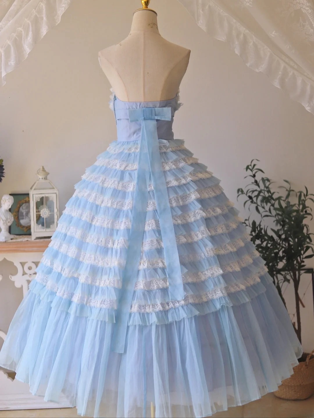 Charming Prom Dress Strapless Pleated Tiered Ball Gown Sweet 16 Dress Evening Dress D2822