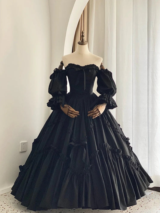 Stunning Prom Dress Black Square Neck Pleated Evening Dress Ball Gown Birthday Party Dress D2853