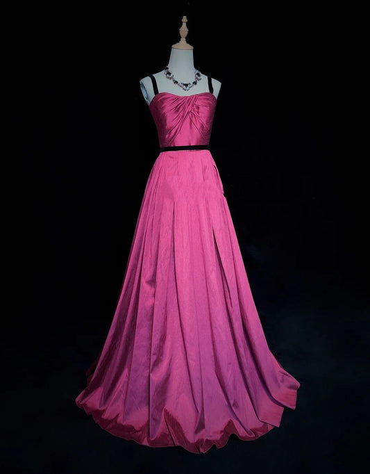 Pretty Prom Dress A Line Spaghetti Straps Pleated Evening Dress Gala Dress D2891