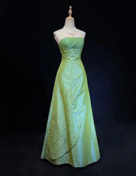 Pretty Prom Dress A Line Strapless Pleated Beaded Evening Dress Gala Dress D2898