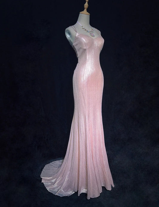 Shiny Prom Dress Spaghetti Straps Beading Mermaid Gala Dress Evening Dress Birthday Dress D2903