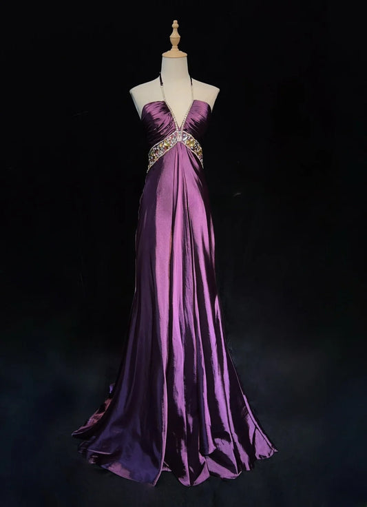 Gorgeous Prom Dresses Halter Crystal Pleated Evening Dress Gala Dress D2919