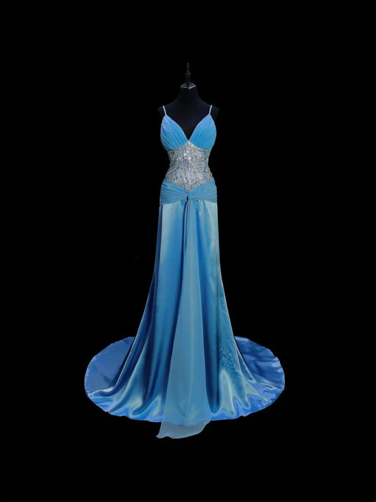 Gorgeous Prom Dress V-neck Pleated Mermaid Gala Dress Evening Dress D2834