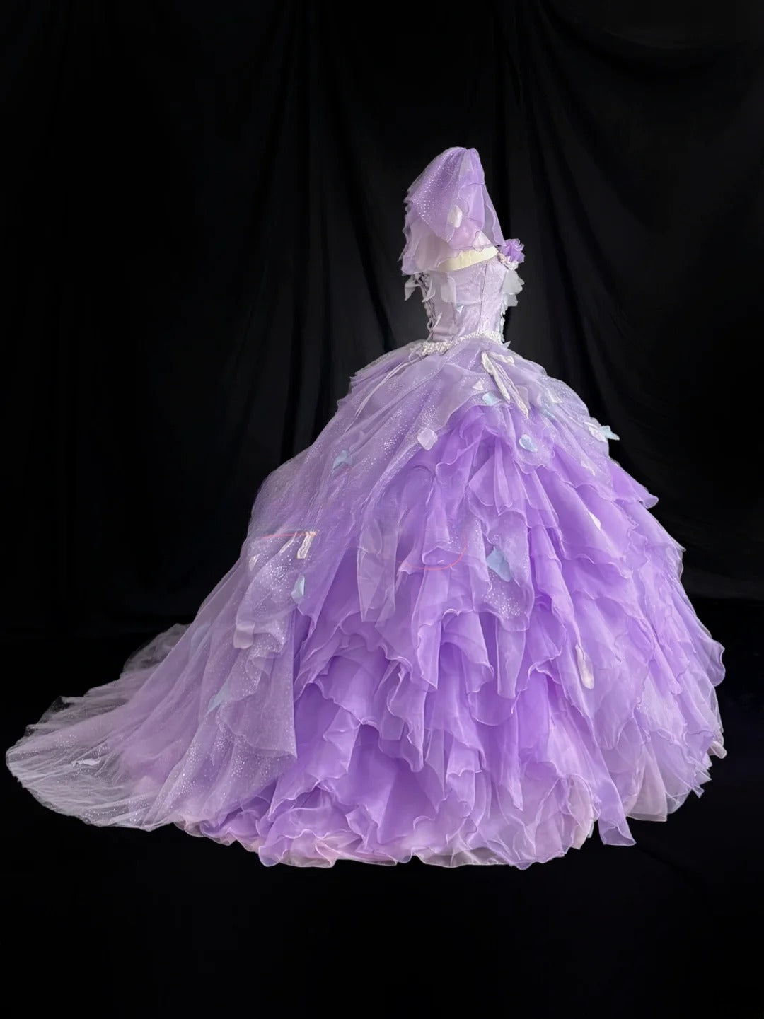 Charming Prom Dress Strapless Ruffle Tulle Ball Gown Evening Dress 16th Dress D2845