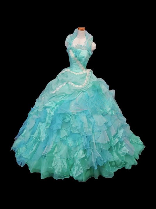 Beauty Prom Dress Halter Ruffle Tiered Evening Dress Sweet 16 Dress Ball Gown D2848