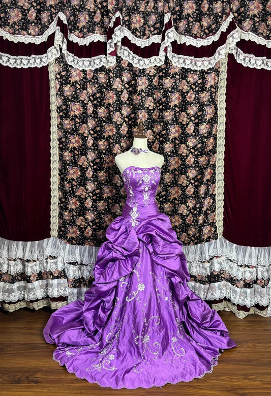 Gorgeous Prom Dress Purple Strapless Pleated Evening Dress Gala Dress D3016