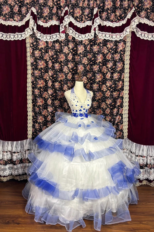 Pretty Prom Dress Halter Pleated Tulle Evening Dress Birthday Party Dress Ball Gown D3020