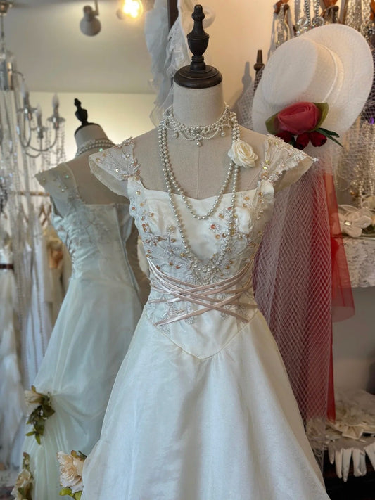 Charming Prom Dress A Line Square Neck Lace Gala Dress Evening Dress D3026