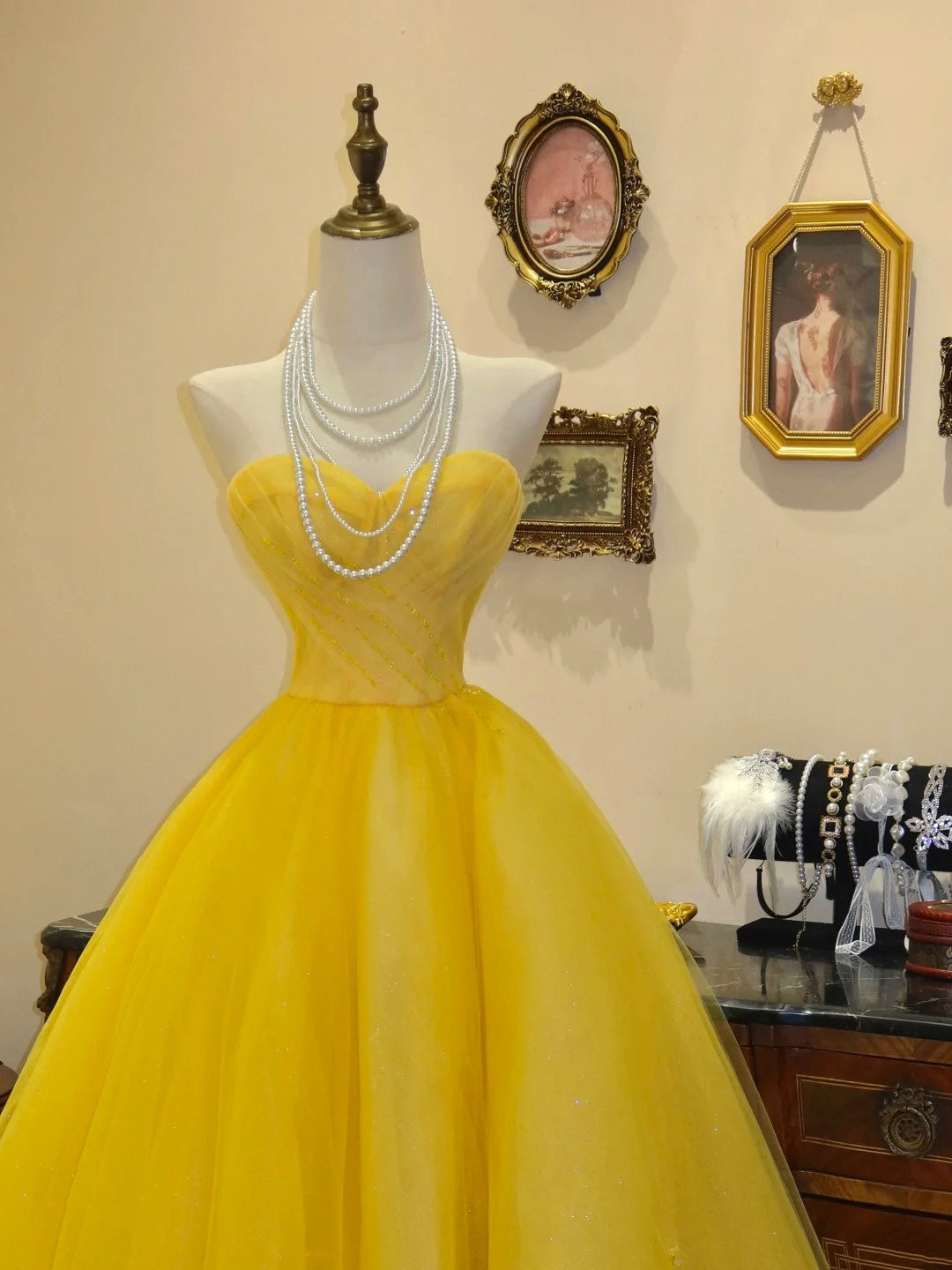 Sweet Prom Dress Yellow Sweetheart Evening Dress Birthday Party Dress Quinceanera Dress D3056