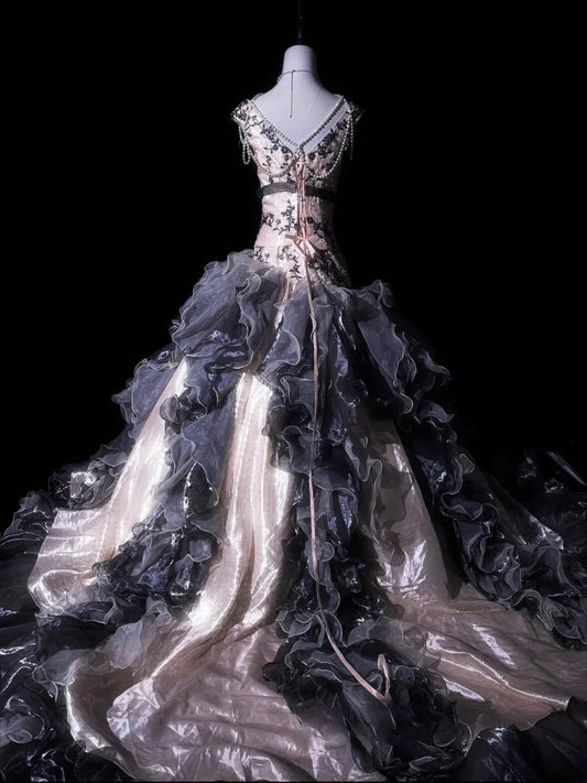 Stunning Prom Dress Crew Neck Ruffle Evening Dress Birthday Party Dress Quinceanera Dress D3057