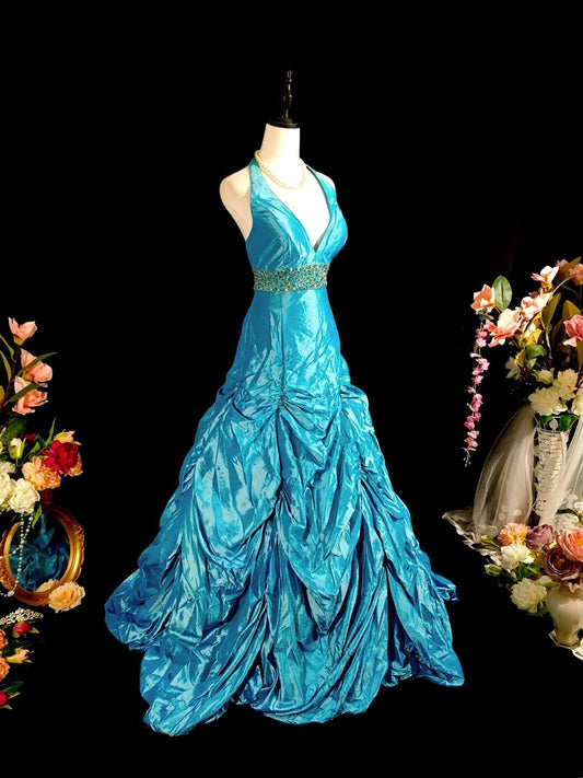 Stunning Prom Dress A Line Halter Pleated Evening Dress Gala Dress Birthday Party Dress D3114