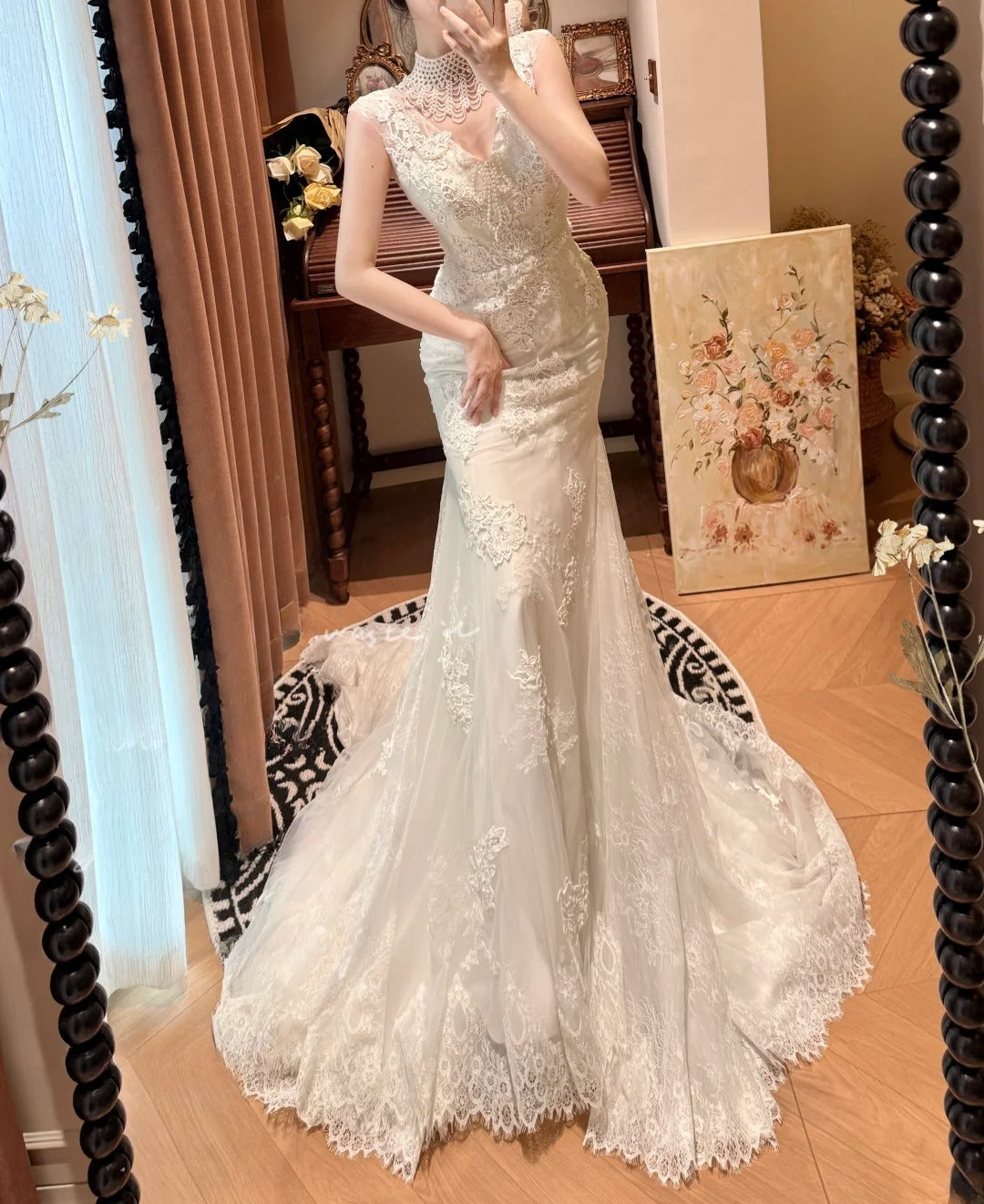 Pretty V-neck Mermaid Wedding Dresss D3117