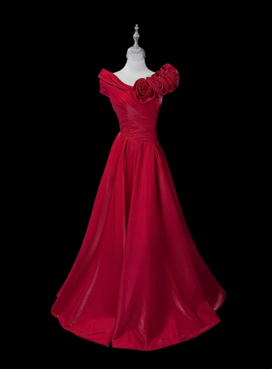 Pretty Prom Dress A Line V-neck Pleated Evening Dress Gala Dress D3147