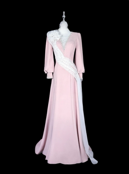 Elegant Mother of Bride Dress A Line Long Sleeve Mother of Bride Dress D3148