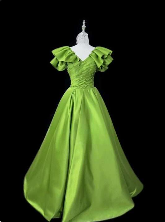 Stunning Prom Dress V-neck Pleated Evening Dresses Gala Dress Ball Gown D3157