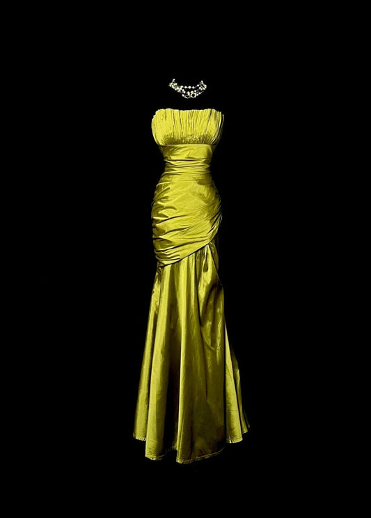 Stunning Prom Dress Strapless Pleated Long Prom Dress Mermaid Evening Dress Birthday Party Dress D3170