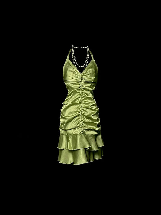 Beauty Homecoming Dress Halter Pleated Short Prom Dress Birthday Party Dress Cocktail Dress D3174